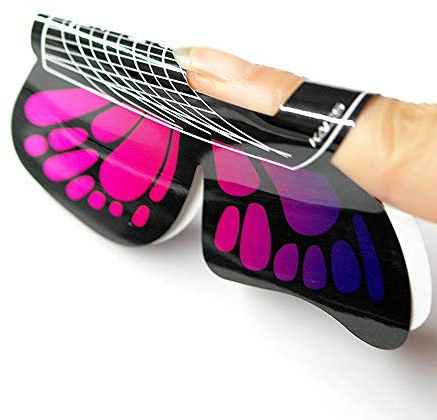 KADS 100 Stück Schmetterling Nagel-Schablonen Nagelverlängerung Modellier | Selbstklebend Verlängerungsfolie Aufkleber Nagelform Schablone für DIY Nagel Gel Nagelspitzen