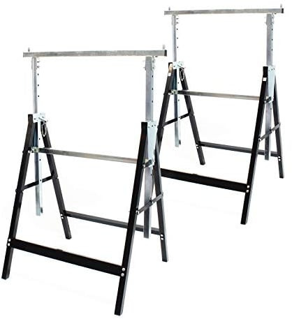 Wiltec Set 2X Gerüstbock 58x68x80-130cm, bis 200kg, klappbare Unterstellböcke, höhenverstellbare Stützböcke für Heimwerker und Profis