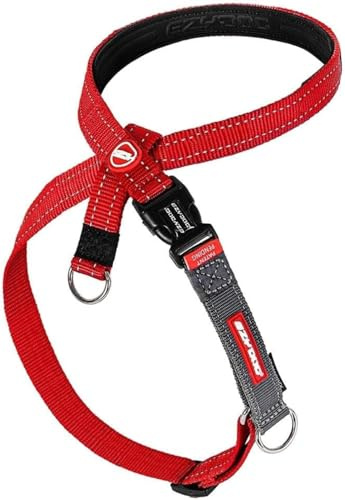 EzyDog Anti Zieh Geschirr Hund - Crosscheck Hundegeschirr für Kleine, Mittelgroße und Große Hunde, Hundetraining Zubehör, Reflektierendes, Größenverstellbar (S, Rot)