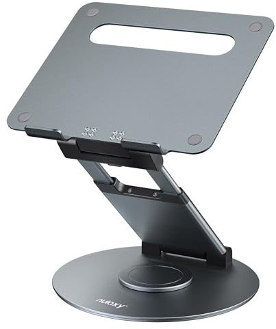 NULAXY Ausziehbare Laptop Ständer mit 360 Drehbarer Basis, Ergonomischer Laptopständer Höhenverstellbar bis 20, Notebook Halterung für Schreibtisch kompatibel mit Allen MacBook Laptops 10-17, Grau