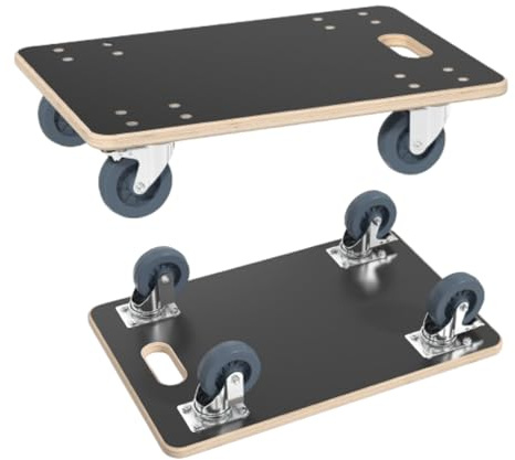 Aufun Rollbrett Transportroller mit Bremse, Möbelroller Rollbretter 1 Stück | 60x40x14,5 cm, bis zu 200 kg Traglast, robust & sicher, Transport mit Transporthilfe Umzug Möbel-Transport