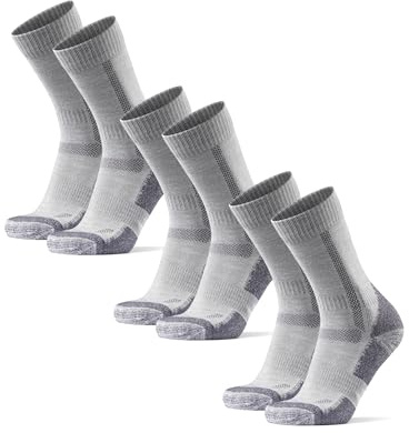 DANISH ENDURANCE Calcetines de Senderismo Unisex, Calcetines de Lana Merino con Acolchado Antiampollas, 3 o 5 Pack Hellgrau 43-47