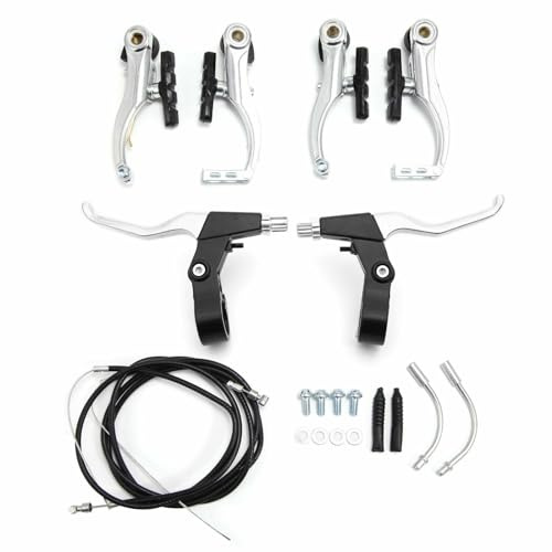 Bohaner Fahrrad Bremsen Set Silber Komplettes V-Brake Fahrrad Bremsen Set Vorne Hinten für die Meisten Fahrräder Rennräder MTB BMX