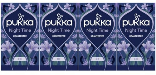Pukka Tee Set, Bio Kräutertee "Night Time", Kamille, Kardamom und Fenchel, Für eine friedliche Abendruhe, 4er Pack, 80 Teebeutel