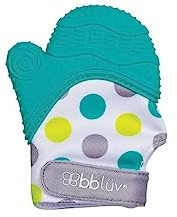 bblüv - Glüv - Original Silikon Baby Beißhandschuh mit entgegengesetztem Daumen, selbstberuhigendes Beißring Spielzeug, inklusive Aufbewahrungstasche (Aqua)