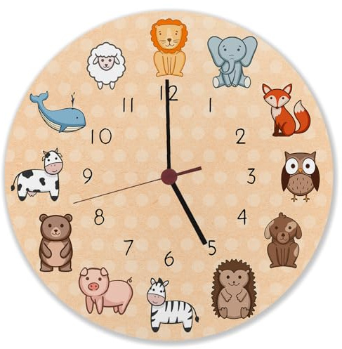 speecheese Wanduhr mit süßen Tieren schöne Uhr für das Kinderzimmer | als Dekoration für das Zimmer von Kleinkindern oder Vorschulkindern