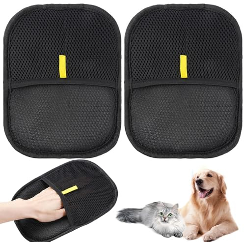 2 Stück Pet Hair Remover Glove,21x17cm Double Sided Grooming Glove,Doppelseitige Haustier-Pflegehandschuhe,Statische Haarentfernungshandschuhe,Wiederverwendbare Fellpflegehandschuhe für Haustiere