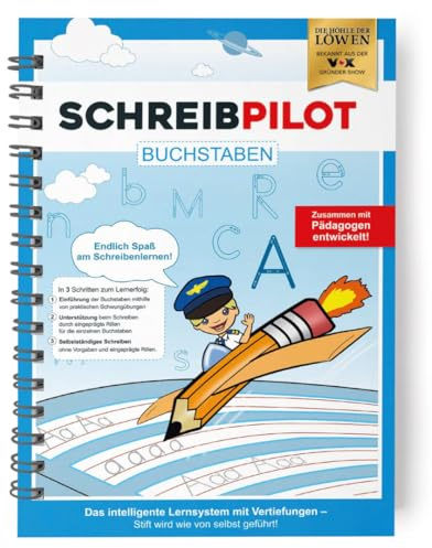 Schreibpilot Schreiblernheft Buchstaben von A-Z für Kinder – Übungsbuch mit patentierten Rillen zum Nachfahren – Von Lehrern & Pädagogen entwickelt – Schulkonform & mehrfach nutzbar