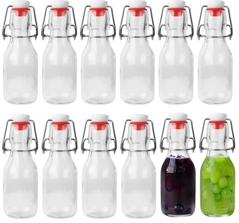 BUCOMTU 12 Stück Glasflaschen 100ml mit Bügelverschluss, Glasflaschen zum Befüllen,für Likörflaschen,Sirupe,Getränke, Speiseöle, Aromatisierte Essige (12 Stück -100ml)