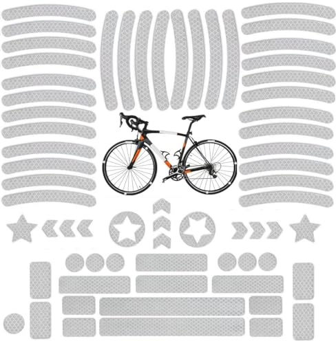 Tsathoggua Fahrrad Reflektoren Aufkleber Set, 66 Stück Fahrrad Felgen Aufkleber, Reflektoren Fahrrad Sticker mit Verschiedenen Formen, Leuchtaufkleber für Fahrrad, Motorräder, Kinderwagen und mehr