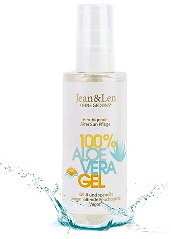 Jean & Len Après Sun Aloe Vera Gel, vegan, 100 ml | Beruhigt & kühlt die Haut, spendet Feuchtigkeit, ohne Silikone, Nanopartikel, Emulgatoren, Mineralöl, Duft- & Farbstoffe