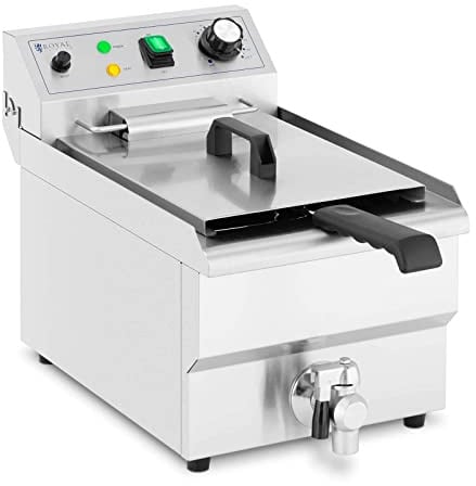 Royal Catering RCPSF 9ETH Elektrische Fritteuse, professionell, semi-professionell, mit Ablaufhahn, 9 l, einphasig (3000 W, 50-190 °C, 230 V)
