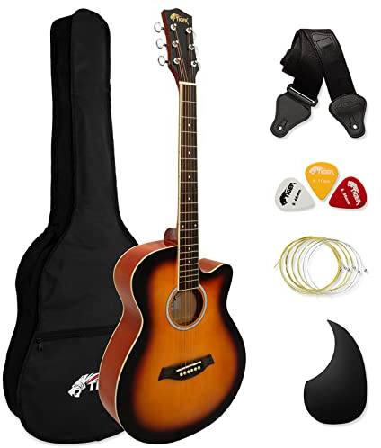 Tiger Akustikgitarre Full Starter Set Sunburst | Proposed Value: ACG3-SB Gitarre in voller Größe mit Gigbag, Gurt & Ersatzsaiten, ideal für Anfänger & Einstieg