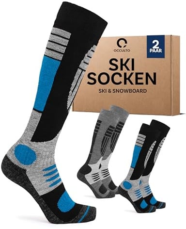 Occulto Herren Skisocken 2er Pack, 4er Pack (Modell: Felix) 2 Paar Blau Schwarz 43-46