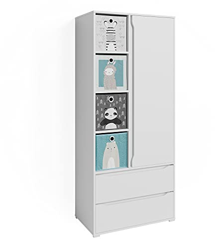 Vicco Kleiderschrank Ruben, Weiß, 80 x 190 cm | zur Aufbewahrung von Kleidung und kombinierbar mit Ruben Möbeln