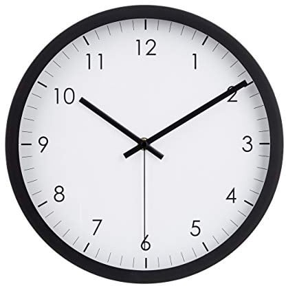Amazon Basics Klassische 30 cm Leicht Ablesbare Lautlose Batteriebetriebene Runde Wanduhr, Schwarz