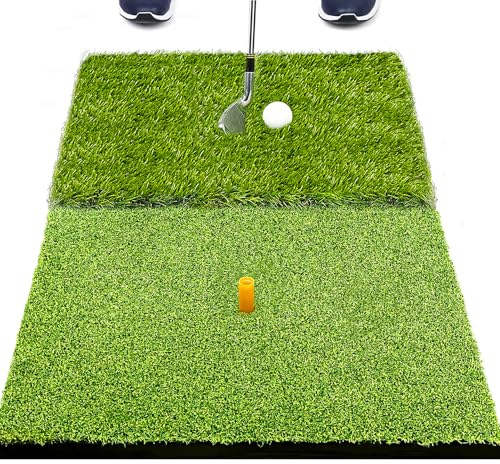 SAPLIZE 58x40cm Faltbare Golfschlagmatte, 2-in-1 Golfrasenmatte, Rough und Fairway zum Schlagen, Chippen und Putten Golfübungs- und Trainingsmatte für Indoor/Outdoor