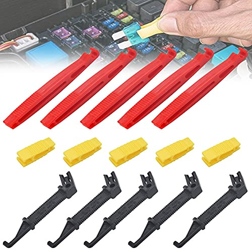 WENRERO 15 Stück Kfz Sicherungszieher Kunststoff Autosicherungen 5 Gelb Mini Abzieher 5 Rot Kfz Sicherungs Clip und 5 Schwarz Kfz Flachsicherung Abzieher Auto Sicherungen Abziehwerkzeug für Auto