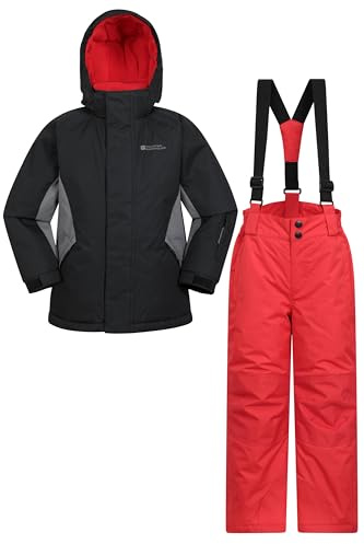 Mountain Warehouse Kinder-Ski-Set aus unisex Winterjacke und Hose - Zweiteiler für Schnee, Winterset/Regen-Set für Jungen und Mädchen, Regen-Ganzkörperanzug Tiefschwarz (01) Kinder 140 EU (9-10 Jahre)