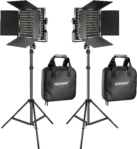 NEEWER 2er Pack zweifarbige 660 LED Videoleuchte und Stativ Set: (2) 3200–5600K CRI96+ dimmbare Beleuchtung mit U Halterung, (2) 75 Zoll Stativ für Studiofotografie und Videoaufnahmen, NL660