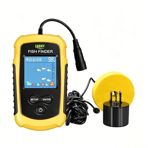 LUCKY Kajak Tragbares Fisch Tiefenmesser Wasser Handlich Fisch Finder Sonar Gießbar Kajak Boote Fischfinder Geber Angeln LCD Display FFC1108