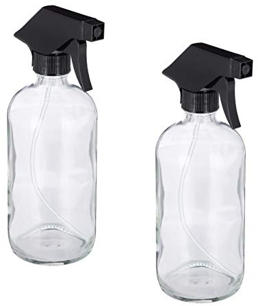 Relaxdays Sprühflasche Glas, 4er Set, Set, 2x 500ml, transparent | Nebel u. Strahl, Haarpflege, Reinigung, Zerstäuber