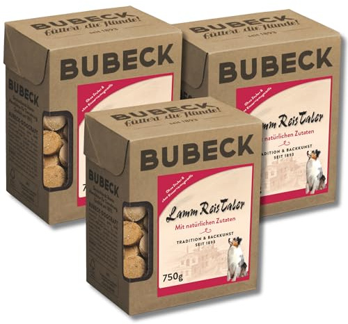 Bubeck | 3 x 750g Hundekekse | Natürlich und hart Gebacken | Snackbox | die ideale Belohnung für unterwegs (Lamm)