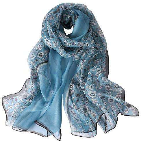 STORY OF SHANGHAI Seidenschal Damen 100% Seide, 30+ Farben XXL Blumen Seidentuch, Stola für Abendkleid Hochzeit, Seide Schal Halstuch 175 * 110cm
