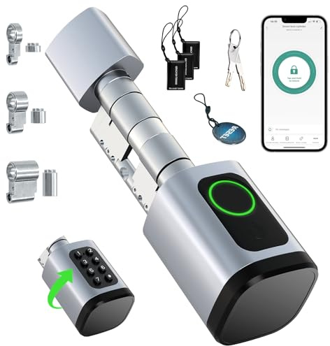 AVATTO Smart Türschloss mit Fingerabdruck und Passwort für 60-90mm Türen, SchließZylinder Länge ist einstellbar, mit Schlüssel, IC-Karte, Unterstützen Smart Life App Fernsteuerung