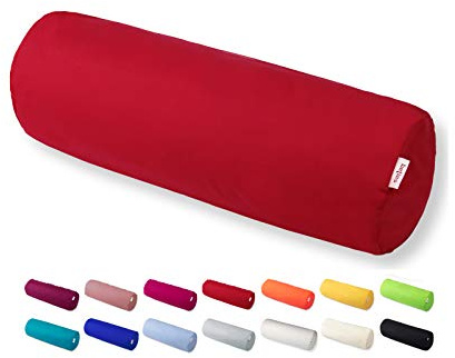 beties Basic Nackenrollenbezug ca. 15x40 cm rot | Kissenhülle, 100% Baumwolle, viele fröhliche Uni-Farben