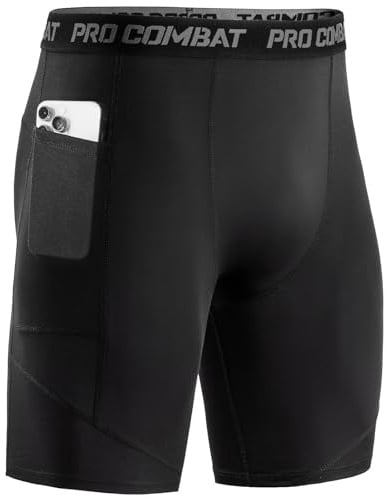 Niksa 1 oder 3 Pack Herren Kompressionsshorts, Sport Unterhosen Männer Schnelltrocknendes Laufunterwäsche, Atmungsaktiv Laufhose Herren Kurz mit Handytasche