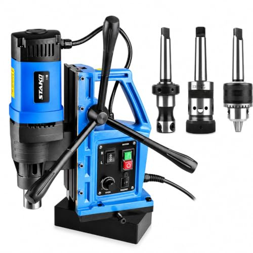 STAKO Magnetbohrmaschine SCY-2800RE+ Ø 80 mm, 2050 W, Gewindebohren, Set 3 | Gewindeschneidfutter M3-M16, Weldon 19 mm, Bohrfutter B16 (3-16 mm), Kühlmittelbehälter 500 ml, schwenkbarer Magnetfuß