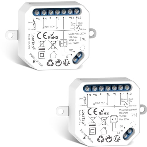 LoraTap Elektrischer Rolladenaktor für Smart Home: WLAN Rolladensteuerung, kompatibel mit Alexa & Home Assistant, intelligenter Jalousieaktor, 2er