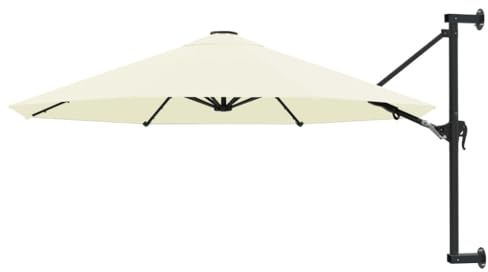 Ausla Wand-Sonnenschirm mit Metallstange, 48 mm, Sonnenschirm mit Kurbel, für den Außenbereich, Terrasse, 300 x 131 cm, Beige, sandfarben, Grande