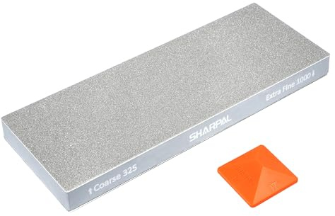 SHARPAL 168H Diamant Schleifstein Grob 325 / Extrafein 1000 Doppelseitig Wetzstein – Professioneller Messerschärfer mit Winkelführer & rutschfester Unterlage (200 x 75 mm)