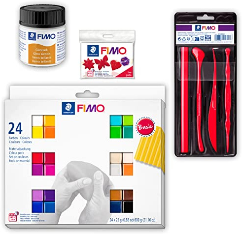 STAEDTLER 8023 C24-1XST Modelliermasse, 24 Farben, Bundle mit Zubehör