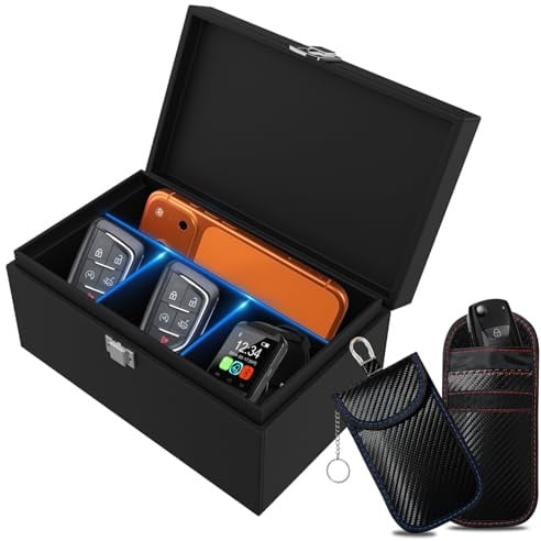 ocuvaep Keyless Go Schutz Autoschlüssel Box mit Trennwand | RFID Abschirmung für Funkschlüssel | Strahlenschutz Schlüsselbox | Signale blockierend & Diebstahlschutz für alle Fahrzeuge