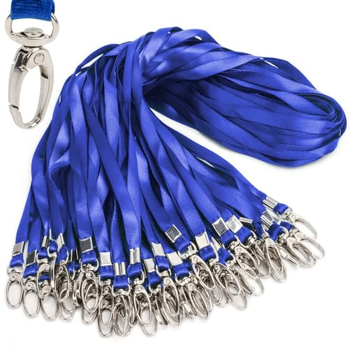 Antspirit 50 Stück blaue Lanyard Clip 32-Zoll flache Lanyard mit Abzeichen Clip Neck Lanyards für Schlüsselanhänger, ID-Karten/Abzeichen
