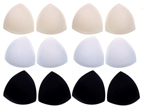 JZK 6 Paar Sponge BH Insert Pads Bikinis Pad Push- up Pad Bra Einlagen für Sport BH Badeanzug und Bikini, 3 Farben Schwarz Weiß Beige
