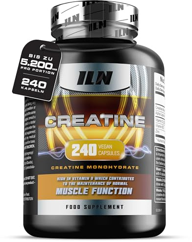 Creatin Kapseln – 5200mg Kreatin Monohydrat – 240 Vegane Kapseln