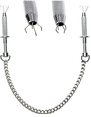 OnundOn Nippelklemmen Brustwarzen Sex Nipple Clamps mit Metallkette Brustwarzenklemmen für BDSM Erotik SM Sexspielzeug Extreme Paare Stahl Nippel Greifer mit Kette