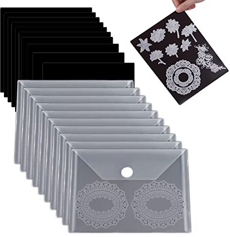 20 Stück/Satz 10Gummi-Magnetbögen, 0,5 mm Dicke, mit 10 transparenten Stempel-Aufbewahrungstaschen, Stanzformen, Schablonen-Organizer für Kartenherstellung