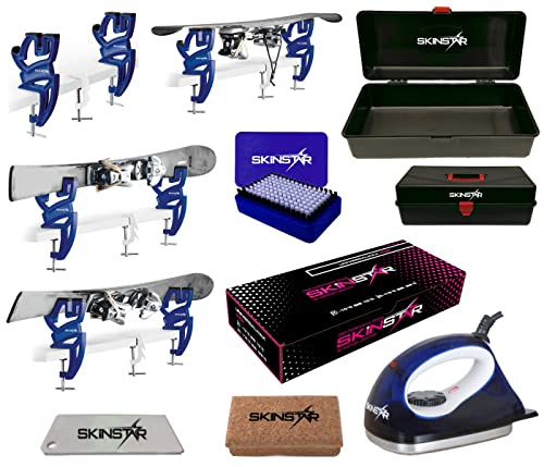 SkinStar Skiwachs Set 7-teilig Bügeleisen Skispanner Koffer Ski Snowboard | 7 Teile, Wachsbügeleisen, Wachskoffer, Wachs, für den Service zu Hause