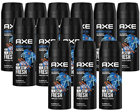 AXE Anarchy for Him Bodyspray 12x 150ml | Deo ohne Aluminium Deodorant Deospray Body Spray for Men Männer Herren Männerdeo (12 Produkte)