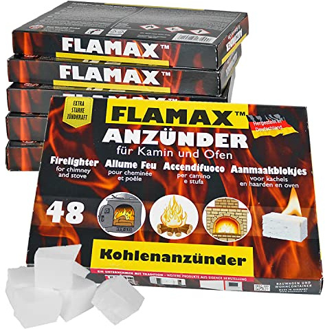 FLAMAX Anzündwürfel 288x / 576x / 1152x - Kaminanzünder, Kohleanzünder, Grillanzünder, Ofenanzünder - Made in Germany, 24 Pakete = 1152 Würfel