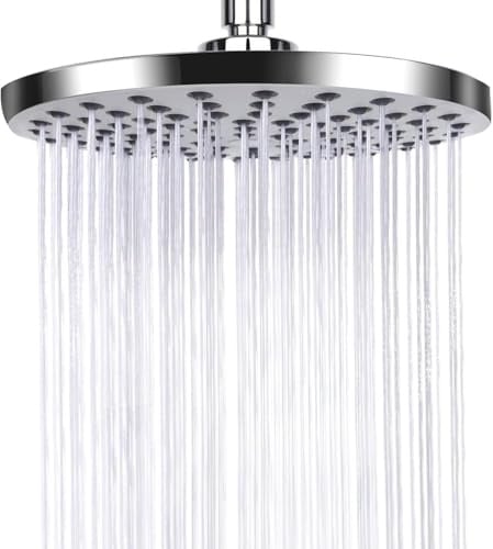 AiQInu 9.6 Zoll Runder Duschkopf Regendusche,Verstellbarer Kopfbrause Wassersparend mit Anti-Kalk-Düsen,Wasserfall-Duschkopf aus Edelstahl,Durchmesser 24.5cm