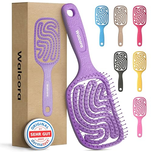 Walcora Haarbürste ohne Ziepen – NEUHEIT 2026 – Entwirrbürste & Detangler Bürste für Damen, Herren & Kinder, für Locken, nasse, feine & lange Haare, Hair Brush - Violett