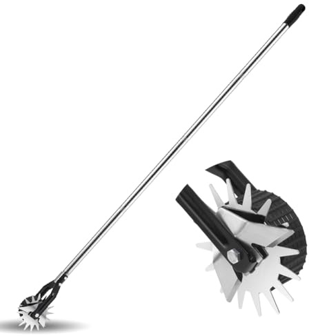 Rasenkantenschneider mit Stiel Rasenschneider auf Rollen Kantentrimmer Kantenmesser Rasenkantenschneider mit Verstellbarer Grifflänge (100/135/170cm)