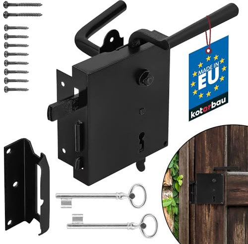 KOTARBAU® Kastenschloss 65mm Rechts Schwarz Pulverbeschichtet Schloss Aufschraubschloss Stumpfdrückerschloss Stahl Griff Rostfrei Robust