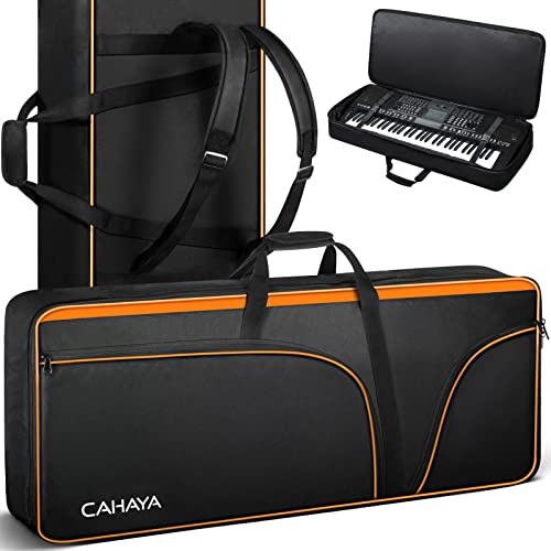 CAHAYA Tasche für Keyboard mit 61 Tasten für E-Piano, weich, tragbar, 600D Oxford-Gewebe, 12 mm dick, gepolsterte Tasche, Gig mit Seitengriffen und verstellbaren Schultergurten CY0315